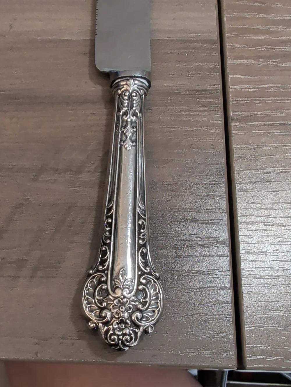 Antique Hasselbring Silver Co Serving Knife With Rococo Pattern Sterling Silver